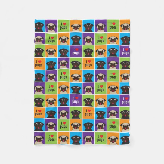 Polaire J'aime la couverture de jet d'ouatine de carlins (Devant)