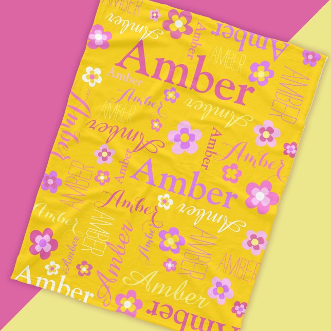 Polaire Jaune rose violet filles nom Amber couverture de f (Créateur téléchargé)