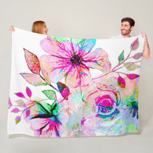 Polaire L'aquarelle fleurit la couverture d'ouatine,