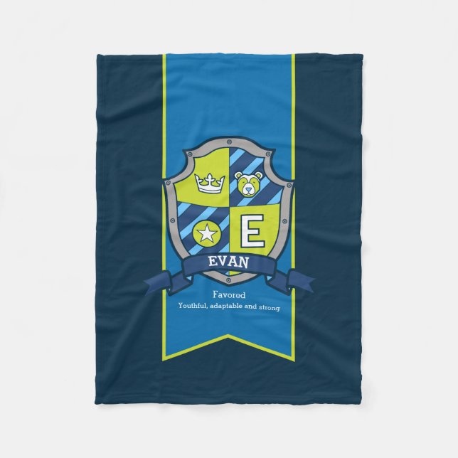 Polaire Lettre garçon E Nom Evan signifiant couverture d'o (Devant)