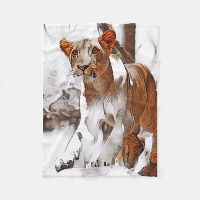 Polaire Lioness numériquement édité couverture en toison (Devant)