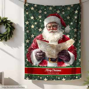 Polaire Père Noël vintage classique lisant une couverture