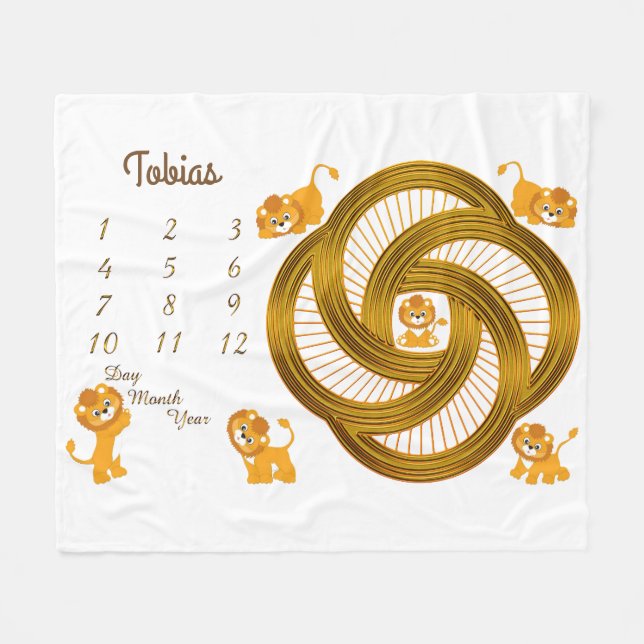 Polaire Petits Lions Bébé Jalon Taille de la couverture 60 (Devant (Horizontal))