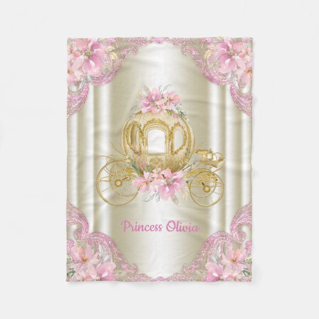 Polaire Pink Gold Princess Carriage Couverture bébé (Devant)