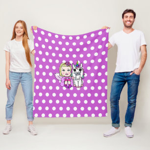 Polaire Polka violette Dot Unicorne et couverture de fée