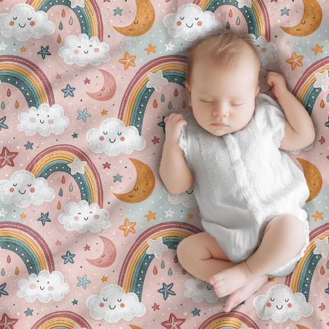 Polaire Première couverture de bébé Pastel Rainbows & Cudd (Baby’s First Blanket Pastel Rainbows & Cuddles)