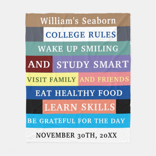 Polaire Règles Collégiales Personnalisées Couverture Drôle (Devant)