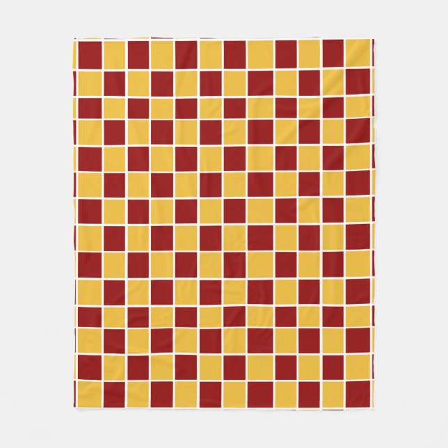 Polaire Rouge foncé et couverture Checkered d'ouatine d'or (Devant)