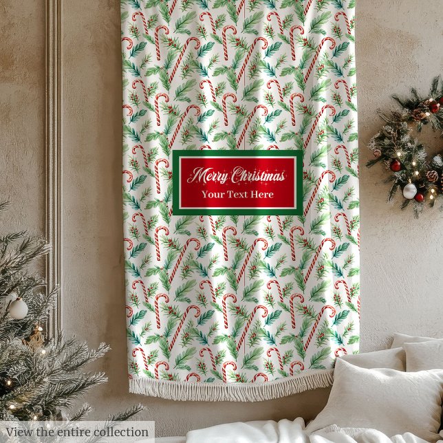 Polaire Sucres de canne de Noël classiques couverture aqua (Classic Christmas candy canes watercolor blanket)