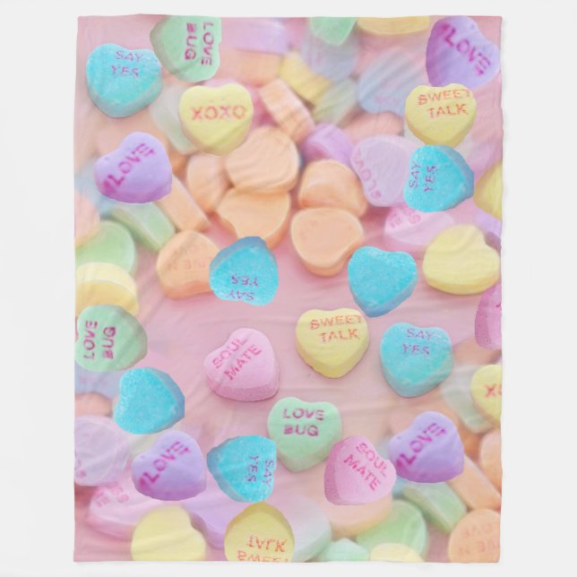Polaire valentines bonbons coeurs couverture (Devant)