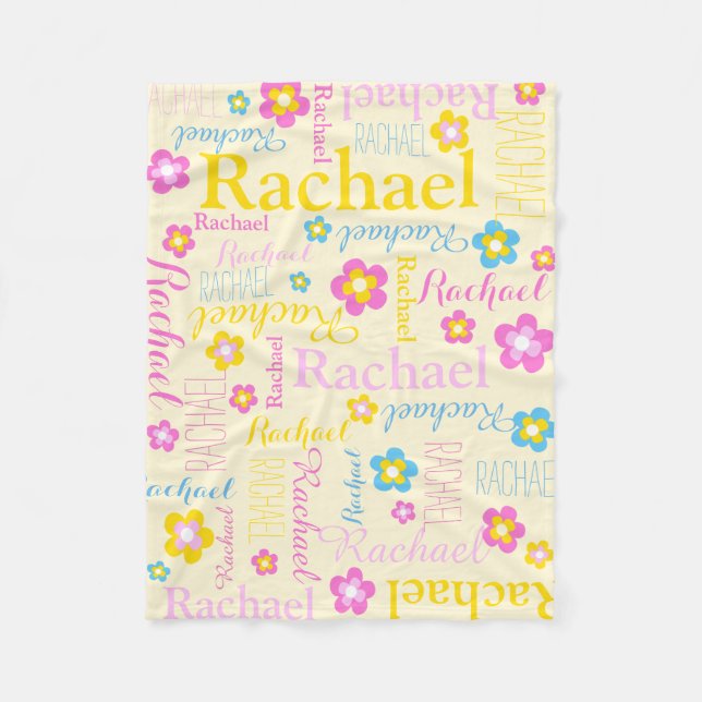 Polaire Yellow rose bleu filles nom Rachael couverture de  (Devant)
