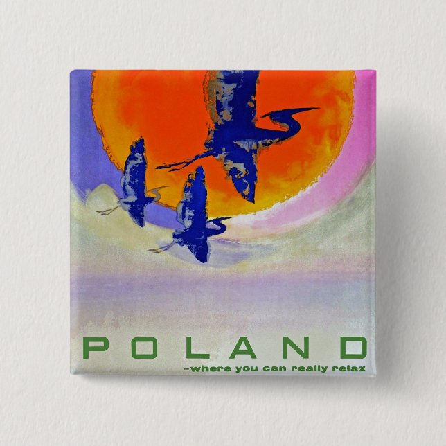 Poland 2 Inch Square Button (Front)