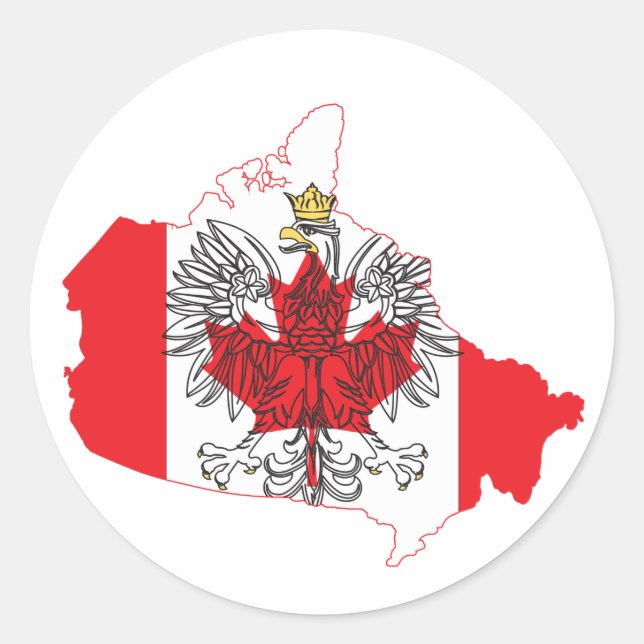 Poland Canada Flag Map Classic Round Sticker (Front)