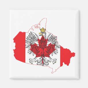 Poland Canada Flag Map Magnet