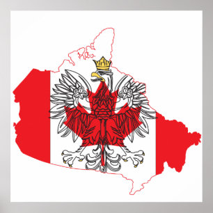 Poland Canada Flag Map Poster