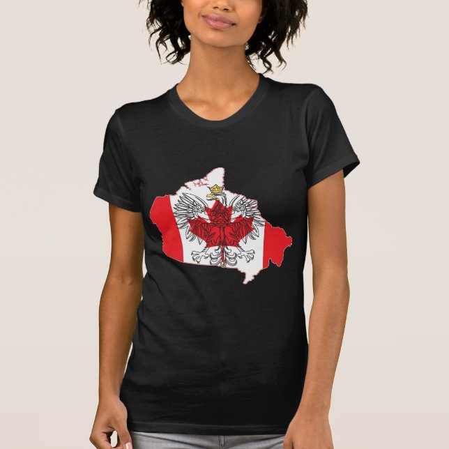 Poland Canada Flag Map T-Shirt (Front)