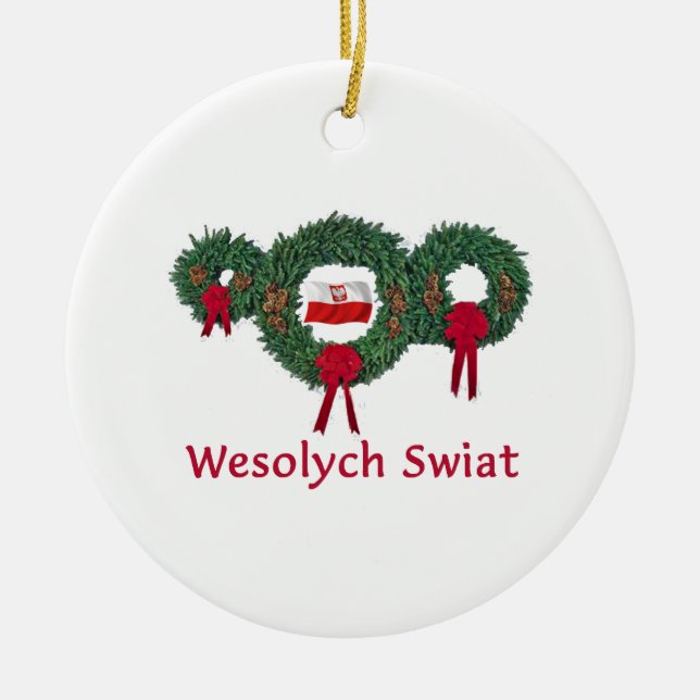 Poland Christmas 2 Ceramic Ornament (Front)