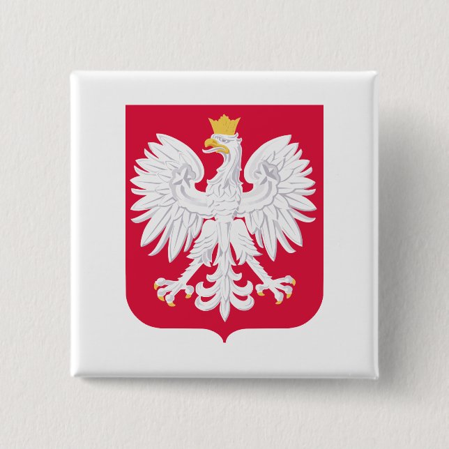 Poland Coat of Arms 2 Inch Square Button (Front)