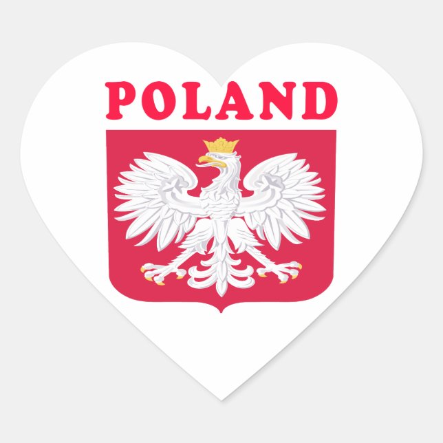 Poland Coat Of Arms Designs Heart Sticker (Front)