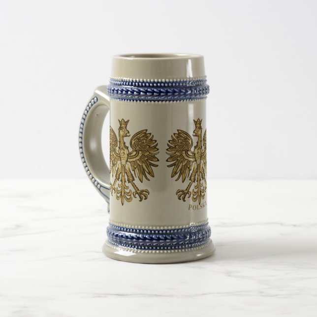 Poland (Coat of Arms) Golden Crest Beer Stein (Front Left)