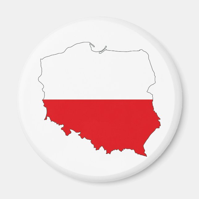 poland country flag map shape symbol magnet (Front)