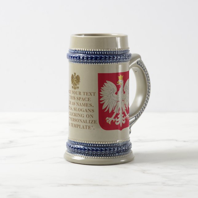 Poland Crest (Coat of Arms) Personalized  Beer Stein (Front Right)