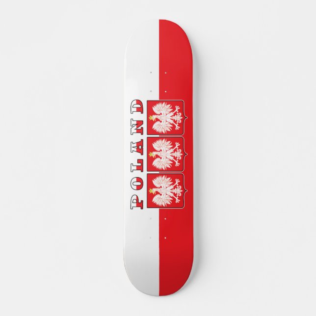 Poland Eagle Flag Shields Skateboard (Front)