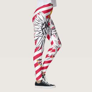 Poland & Eagle, Polish Flag fashion travel /sports Leggings