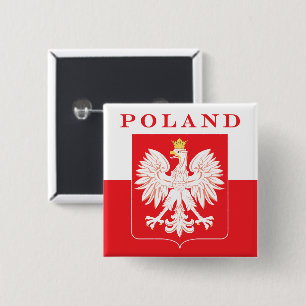 Poland Eagle Red Shield 2 Inch Square Button