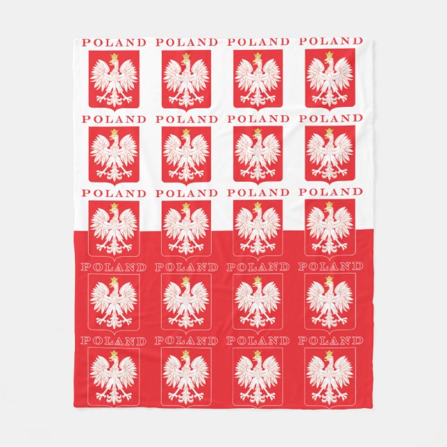 Poland Eagle Red Shield Fleece Blanket (Front)