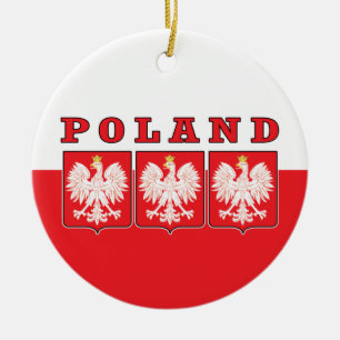 Poland Eagle Shields Ceramic Ornament