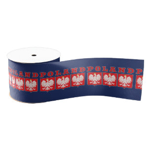 Poland Eagle Shields Grosgrain Ribbon
