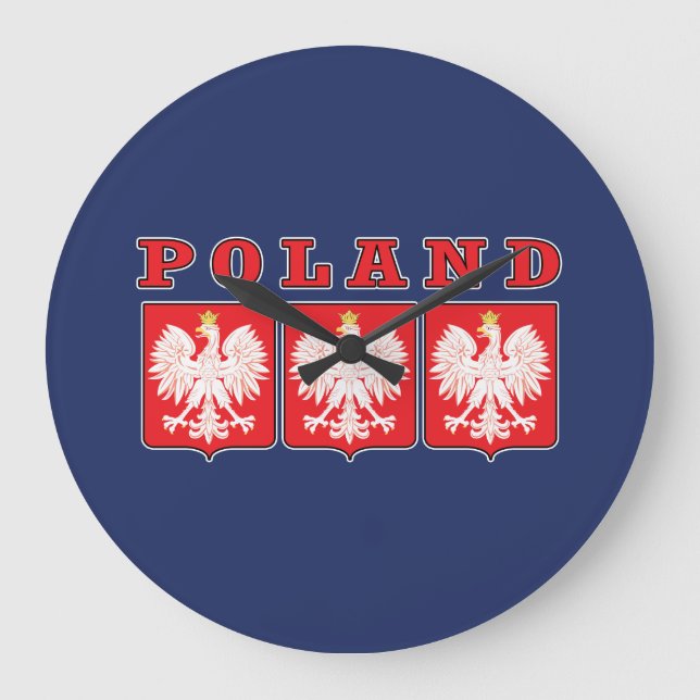 Poland Eagle Shields Large Clock (Front)