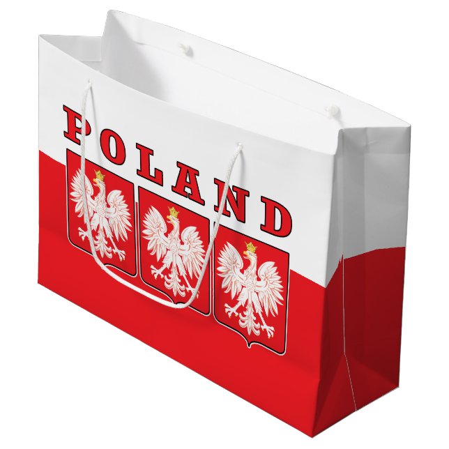 Poland Eagle Shields Large Gift Bag (Front Angled)