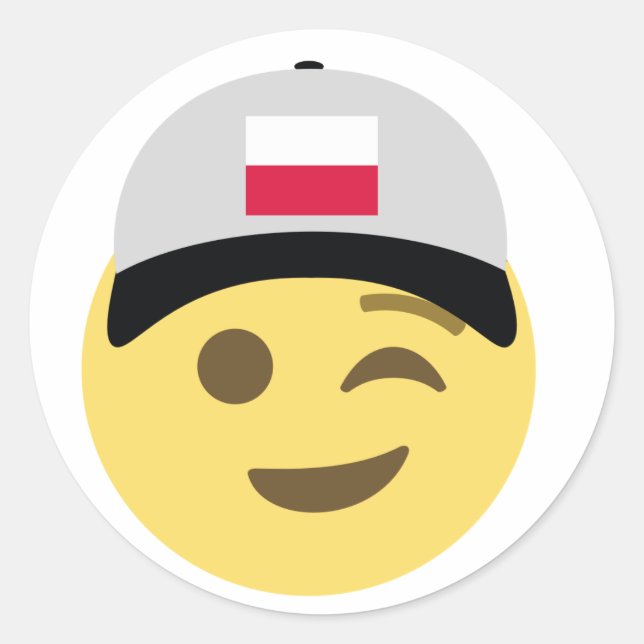 Poland Emoji Baseball Hat Classic Round Sticker (Front)
