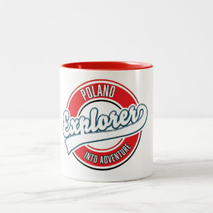 Poland explorer into adventure logo Two-Tone coffee mug