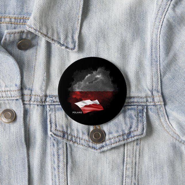 Poland flag 3 inch round button (In Situ)