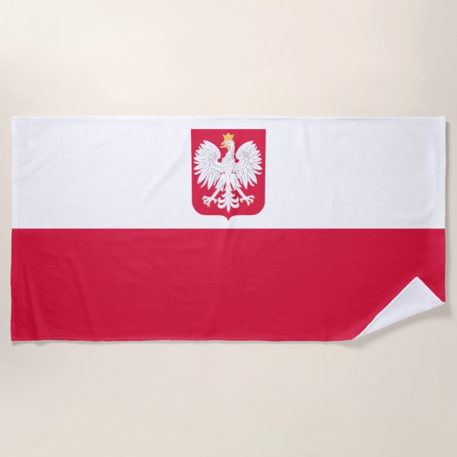 Poland Flag Beach Towel (Front)