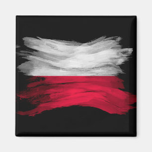 Poland flag brush stroke, national flag magnet