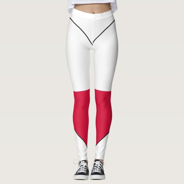 Poland Flag Heart Leggings (Front)
