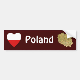 Poland Flag Heart + Map Bumper Sticker