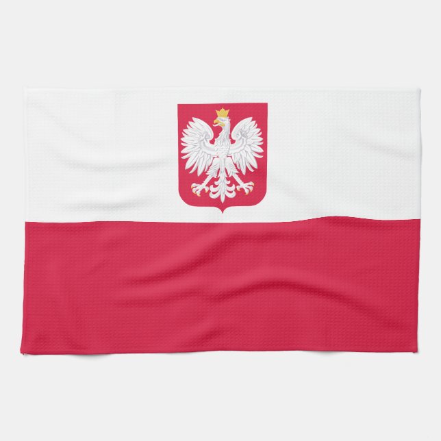 Poland Flag Kitchen Towel (Horizontal)