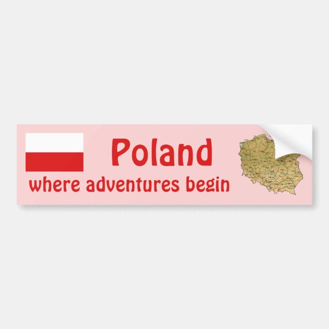 Poland Flag + Map Bumper Sticker (Front)