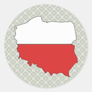 Poland Flag Map full size Classic Round Sticker