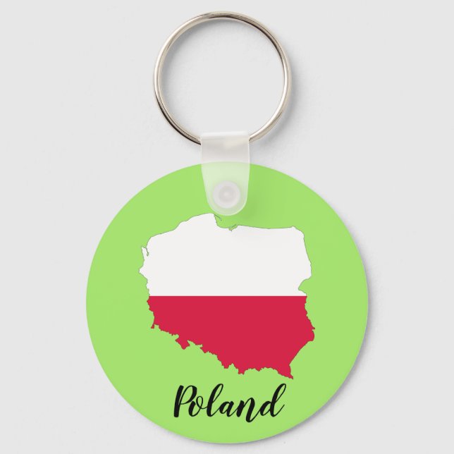 Poland Flag Map Keychain (Front)