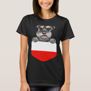 Poland Flag Miniature Schnauzer Dog In Pocket T-Shirt