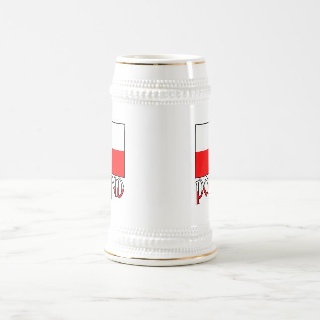 Poland Flag & Name Beer Stein (Center)