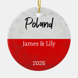 Poland Flag Ornament, Personalized Poland Ceramic Ornament