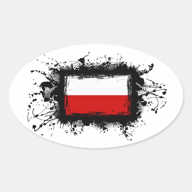 Poland Flag Oval Sticker (Front)