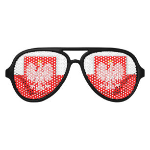 Poland Flag Patriotic Polish Polska Travel Europe Aviator Sunglasses